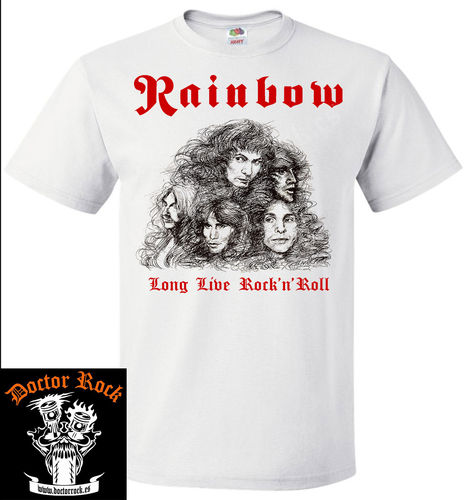 Camiseta Rainbow Long Live Rock`n`Roll Blanca